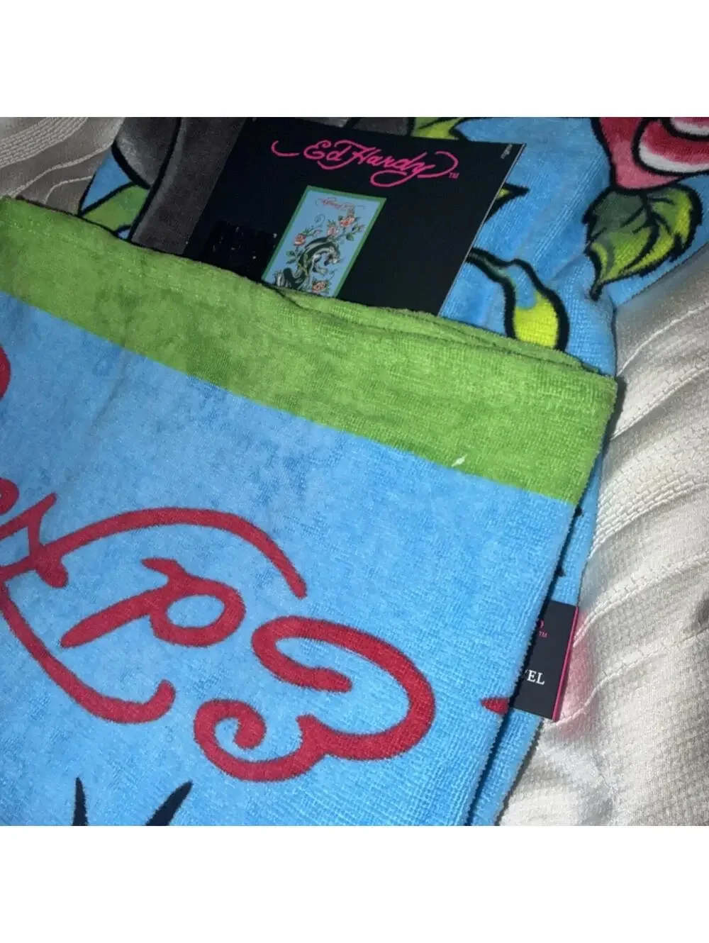 AUTHENTIC ED HARDY 100% COTTON BEACH TOWEL, 36